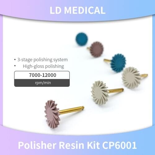 High Quality Dental Composite resin Polishing Disc Kit CP6001 6pcs/lot 14mm Brush Burs Diamond System 3 colors wheel Tool