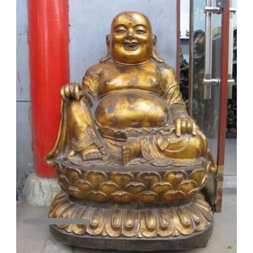 Xd 001858 47"Chinese Tibet Bronze copper gild Happy Buddha maitreya in the future Statue
