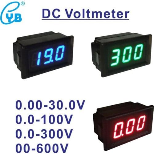 YB28-W 0.52 Inch Red Blue Digital LED Module DC 0-30V 100V 300V 600V Voltmeter Voltage Tester Panel Meter Gauge Motorcycle Car