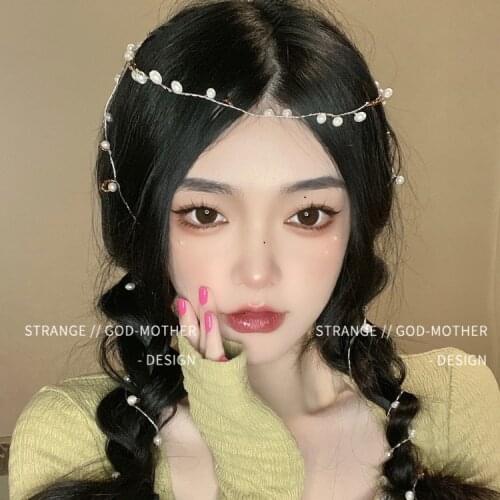 Pearl chain braided hair hair accessories hoop hair belt hair chain accessories headdress female immortals are ancient style