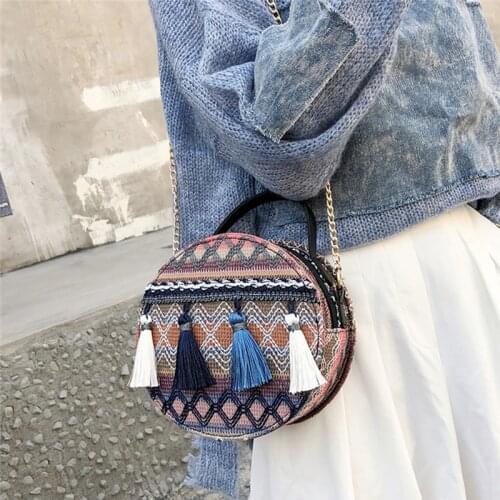 2021 New Korean Versin Of The Wild Bag Female Messenger Chic Harajuku Ethnic Style Round Chain Girl Small Shoulder Bag