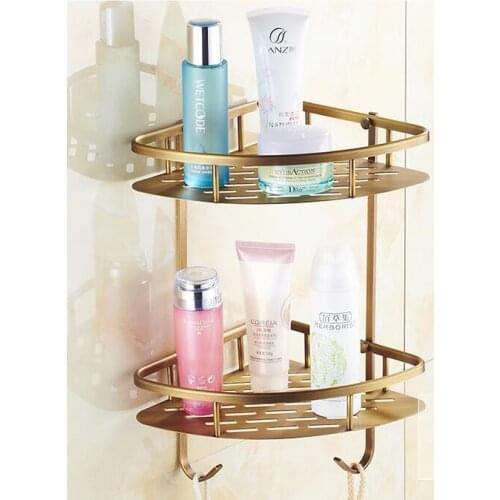 1 / 2 layer Copper bathroom producks corner rack, Retro Toilet / kitchen shelf, Brass layer triangle shelf, Free shipping