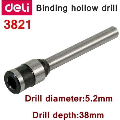 1PCS Deli 3821 Revit binding machine hollow drill hollow bit 5.2x38mm binding machine suppliers hole driller