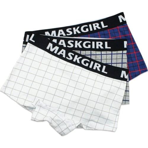 1pcs Cotton Shorts Boxers Tomboy Trans Les Plaid Print Elastic Waisted Underwear Lesbian Underpants Women Boyshort Panties