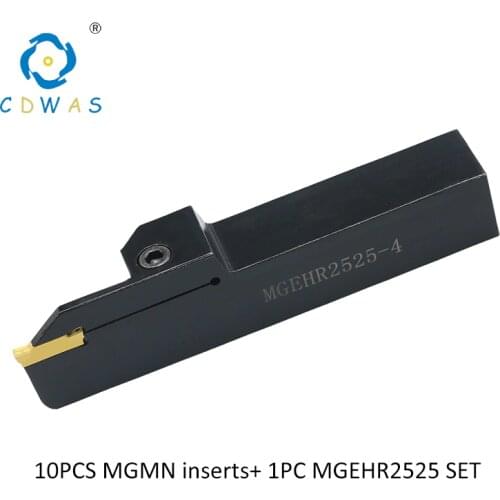 1PC MGEHR2525 1.5 2 2.5 3 4 5 mm turning tool cnc holder + 10PCS MGMN 150 200 300 400 500 grooving carbide inserts lathe tool