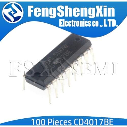 100pcs/lot New CD4017 CD4017BE DIP-16 DECADE COUNTER DIVIDER IC