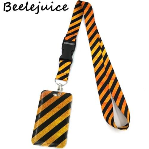 12sets Warning lines Credit Card ID Holder Bag Student Women Travel Bank Bus Business Card Cover Badge Accessories Lanyard Strap