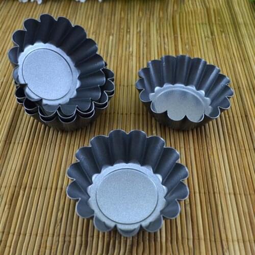 12pcs Non-stick Carbon Steel Mini Tart Pans Tartlet Cupcake Reusable Egg Tart Baking Mold Muffin Cup Resin Mould