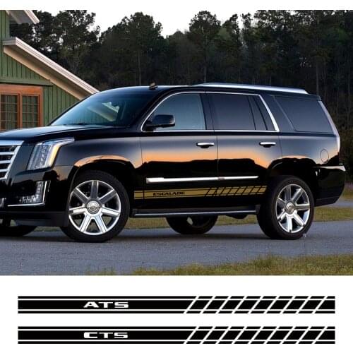 2PCS Car Door Side Skirt Stripes Stickers Auto Vinyl Decals For Cadillac ATS CTS Escalade XTS XT4 XT5 CT6 Auto Decor Accessories