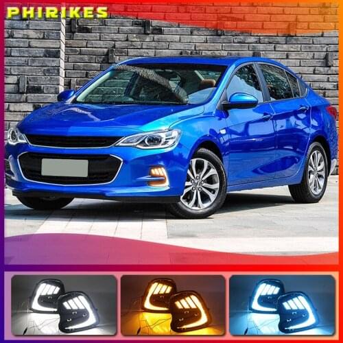 2PCS LED Daytime Running Light For Chevrolet Cavalier 2016 2017 2018 Yellow Turn Signal Function Car DRL 12V LED Fog Lamp