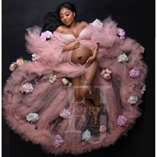 2021 Puffy Maternity Gown for Photoshooting Lovely Woman Dresses for Formal Event Evening Dress Pregnant Babyshower Party Gowns