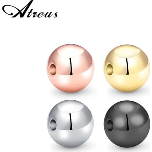 50/30 pcs/lot Solid Color Smooth Round Ball Small Beads Metal Loose Spacer Beads For Jewelry Making Wholesale 3mm/4mm/5mm/6mm