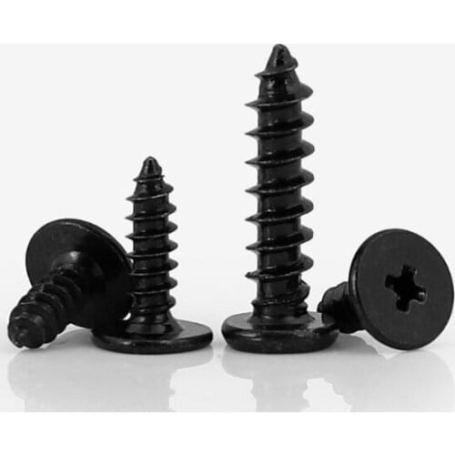 86pcs M3 M4 phillips round head screw self tapping tip end male bolt big diameter head cross drive 304 stainless steel BLACK