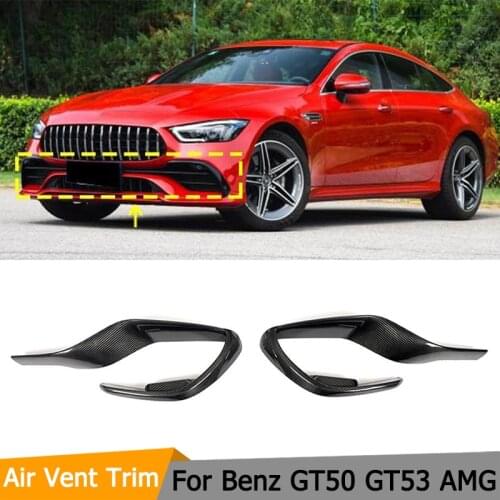 Carbon Fiber Car Decal Decoration Front Bumper Air Vent Decor for Mercedes-Benz AMG GT50 GT53 Sedan 4 Door 2019 2020