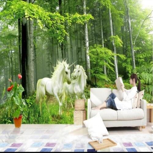 Beibehang Unicorn romantic style 3d painting background wallpaper 3d living room bedroom 3D wallpaper wallpaper for walls 3 d