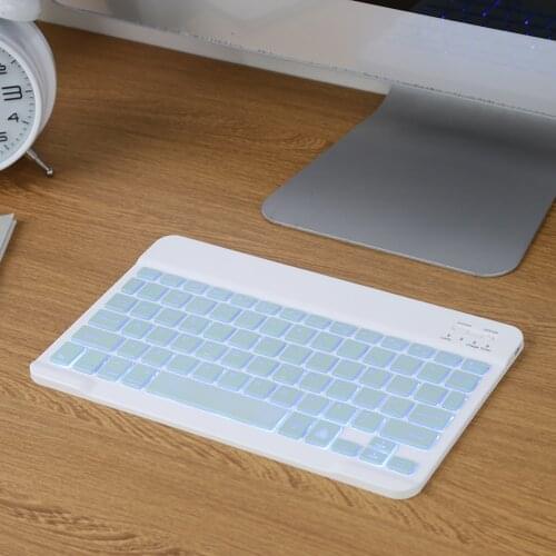 Bluetooth Wireless Keyboard 7-Color RGB Backlight Slim Keypads Portable Office Keyboards for ipad iOS Android Phone Tablet PC