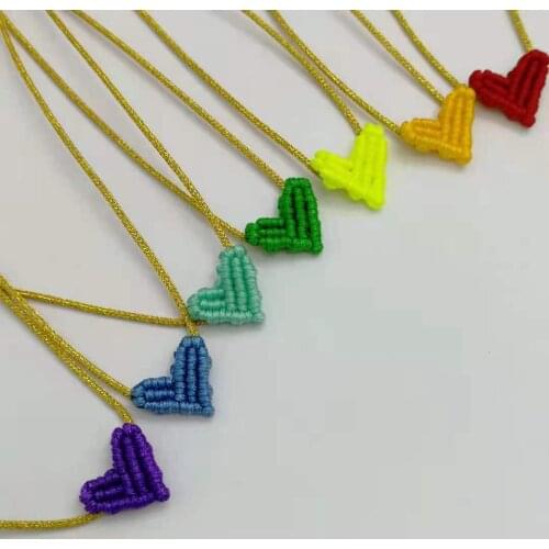 Bohemia Heart Shaped Love Lucky Rainbow Simple Handmade Knots Rope Bangle Braided Charm Bracelet Women Men Couple Sister Gift