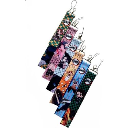 Anime Demon Slayer Kimetsu No Yaiba Keychain Ribbon Pendant Keychain Kamado Tanjirou Kamado-Nezuko Tomioka Giyuu Key Chain Gift