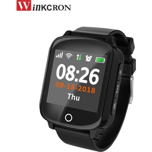Elderly GPS Tracker Watch D200 GPS/LBS/Wifi Location Track Anti-lost Smartwatch Heart Rate Monitor Fall-down Alarm Waterproof