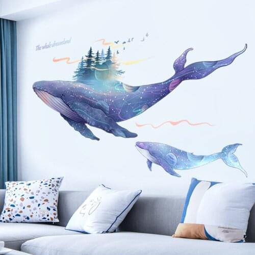 DIY 3D Huge Whale Home Decor Wall Sticker Fridge Wallpaper Wall Art Decal Poster Living Room Kids Bedroom Decoration Accessories