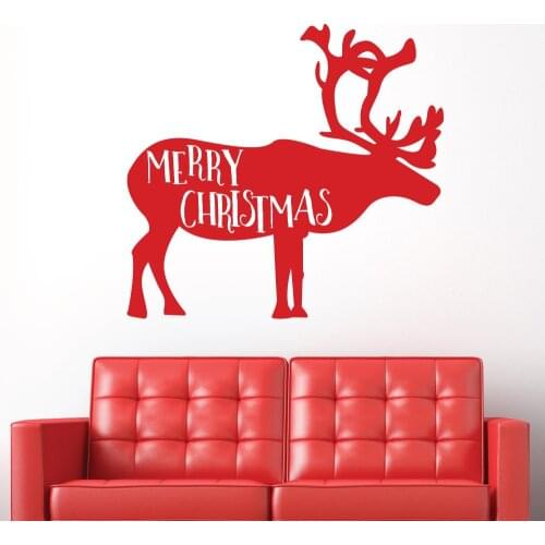 Home Decoration Decals Christmas Reindeer Art Wall Sticker Removable Merry Christmas Holiday Season Window Decor Mural M-220