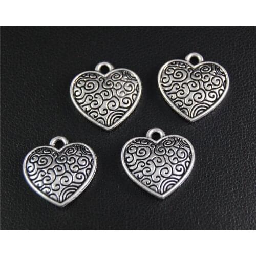 20pcs Silver Color Heart Charm For DIY Jewelry Making Findings 15x16mm A2076