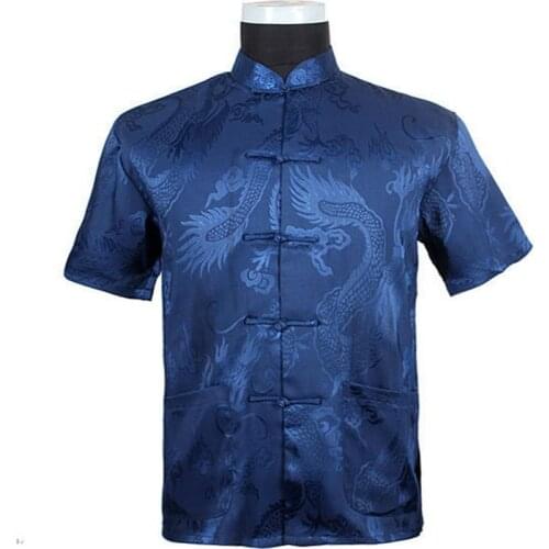 Oriental Element 100% Brand New Arrival Chinese Traditional Mens Silk Dragon Kung Fu Shirts Tops S M L XL XXL 3XL MS062603