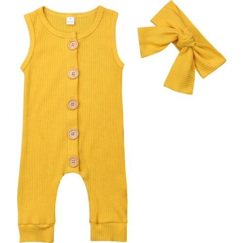2020 Summer Solid Rompers Newborn Infant Baby Girl Boy Clothes Cotton Romper Jumpsuit Bebe Ropa Sleeveless Casual Clothes Set
