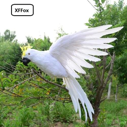 Big real life wings parrot model bird foam&feather simulation white parrot doll gift about 45x60cm xf0946