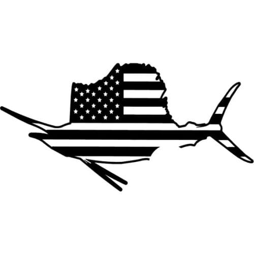 Hot Sell American Flag Sailfish Offshore Fishing KK Vinyl Car-Stickers for Decal Auto Exterior Anti- Decoration KK16*8cm