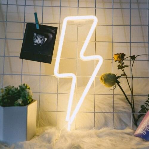 Cute Lightning LED Neon Sign Bedroom Wall Neon Light Christmas Decoration for Home Wedding Holiday Lights Bar Kids Room Decor