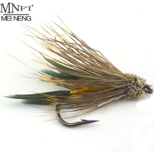 MNFT 10PCS 6# Brown Color Deer Hair Gold Body Muddler Minnow Fly Bass Fishing Lure Steamers Trout Streamer Flies