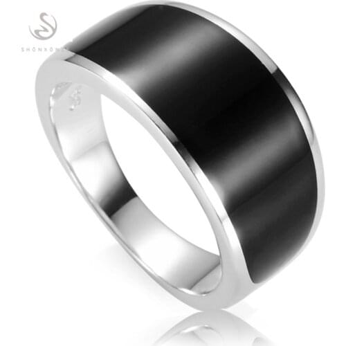 Eulonvan luxury Black enamel 925 sterling Silver Jewelry male Rings for men Jewelry & Accessories S-3776 size 7 8 9 10 11 12 13