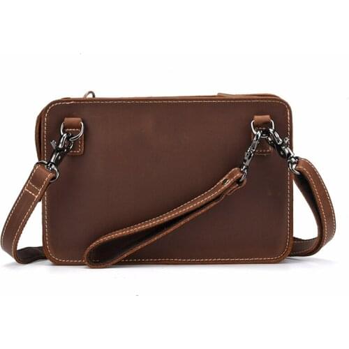 Male Hand Clutch Bags for Ipad Books with Wrist Sling New Fashion Mens Genuine Leather File Document Bags Zipper Business