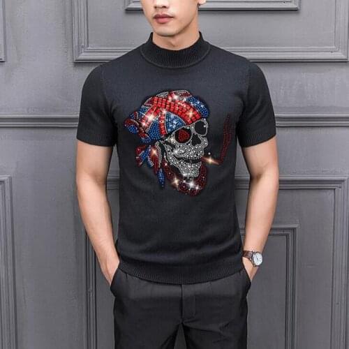 NEW Winter casual Mens Sportswear short Sleeve sweaters Men Diamond stone design