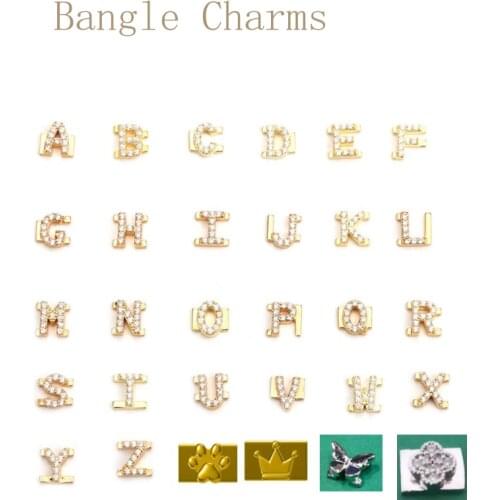 2021 New Sliding Letter Bangle Charms Custom Name Bracelet Charms DIY Letter Bracelet Charms
