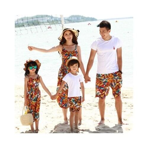 Matching Family Outfits Father Son Clothing Sets Fashion Bohemia Mother and Daughter Wide Leg Pants Dad Boys Shirts Shorts 2pcs