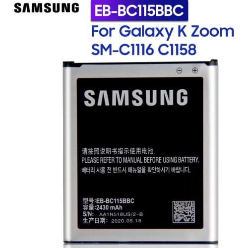 Samsung Original Replacement Battery EB-BC115BBC For Samsung GALAXY K Zoom C1158 C1115 SM-C1116 Authentic EB-BC115BBE 2430mAh