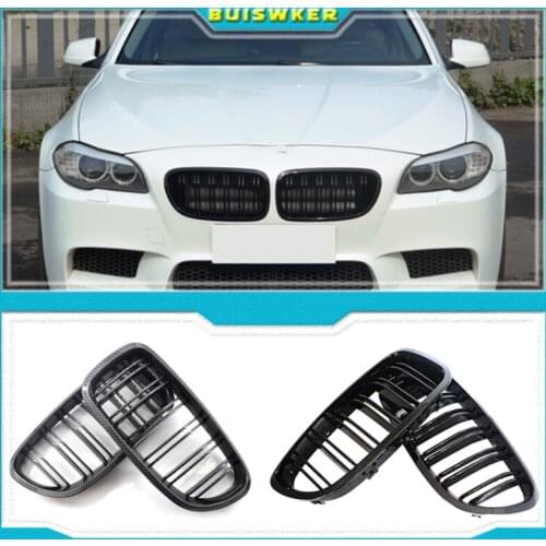 Front Hood Kidney Grille Bumper Black Dual Grill Fit for BMW F10 F11 F18 5-Series 2010-2016,Car Accessories Replacement Part