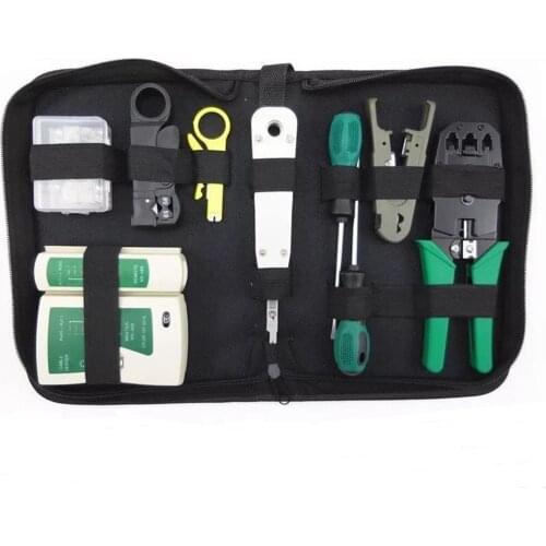 11pcs/set RJ45 RJ11 RJ12 CAT5 CAT5e Portable LAN Network Repair Tool Kit Utp Cable Tester AND Plier Crimp Crimper Plug Clamp PC