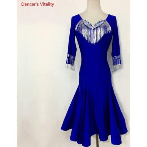 Kids Latin Dance Dress Women Girls Performance Costumes Adult Child Ballroom Waltz Latin Dance Stage Test Competition Costumes