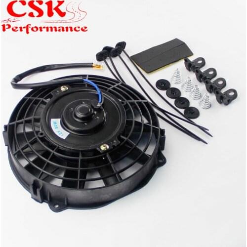 Universal 7" Electric Radiator / Intercooler 12v Slim Cooling Fan + Fitting Kit