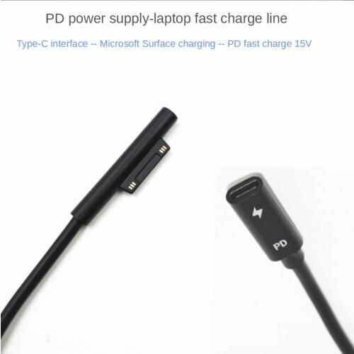 PD Female 15V USB Type C Charging Cable Adapter Converter for Microsoft Surface Pro 7/6/5/4/3/GO/BOOK Laptop Power Charger