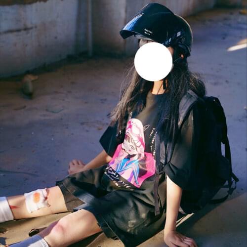 Anime girl short-sleeved t-shirt female 2021 new summer Harajuku Japanese streetwear loose all-match Ulzzang kawaii y2k clothes