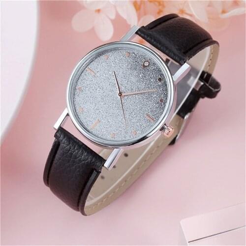 Female Elegant Analog Quartz Wrist Watch Leather Band Luxury Star dial Diamond relogio feminino Bracelet Women Watch Girl Clock
