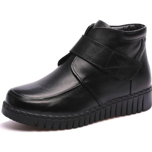 Ankle Shoes Snow Boots for Women Winter Warm Fur Shoes Genuine Leather Snowboots 2021 New Female Wedges Casual Winter Snow Boots
