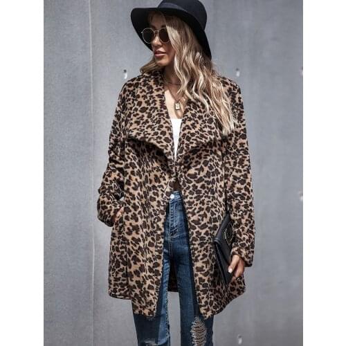 Women Long Jacket Autumn Winter Plush Warm Coat Outwear Female Faux Leopard Fur Coats Ladies Soft Fluffy Overcoats Plus Size