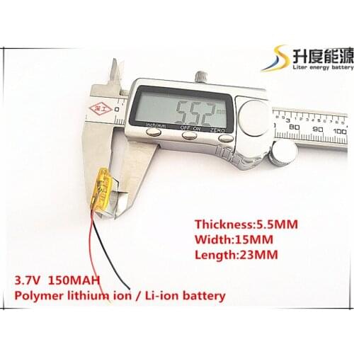 10pcs [SD] 3.7V,150mAH,[551523] Polymer lithium ion / Li-ion battery for TOY,POWER BANK,GPS,mp3,mp4,cell phone,speaker