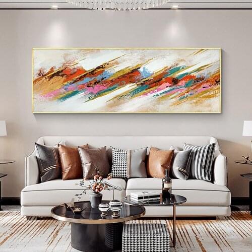 100% Hand Painted Abstract Colorful Modern Landscape Oil Painting On Canvas Wall Art Picture Acrylic Paintings For Living Room