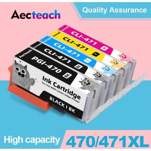 Aecteach Compatible Ink Cartridge For Canon PGI-470 PGI 470 PGI470 CLI-471 CLI 471 XL PIXMA MG6840 MG5740 TS5040 TS6040 printer